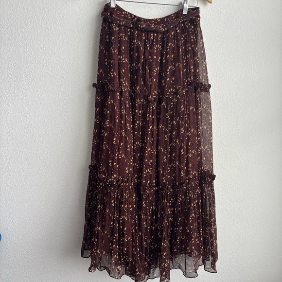 NWT Cleobella Organic Skirt Zadia Block Print Red Cream Floral Lined Maxi M - Picture 4 of 14
